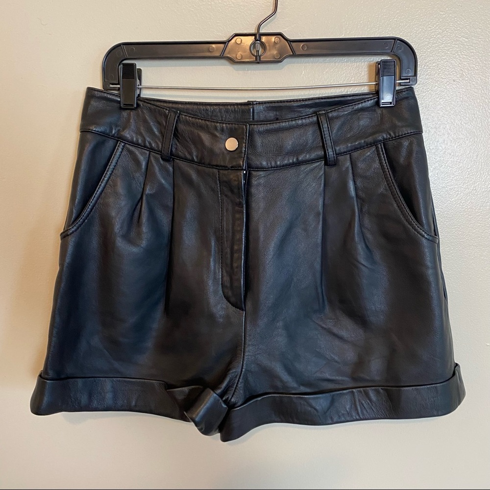 MAJE pleated leather high waisted shorts size 40 (US 8) NWT